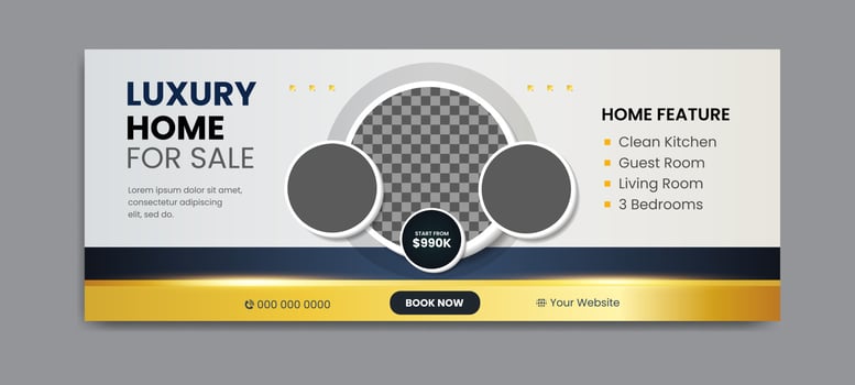 Real estate social media timeline cover banner template vector