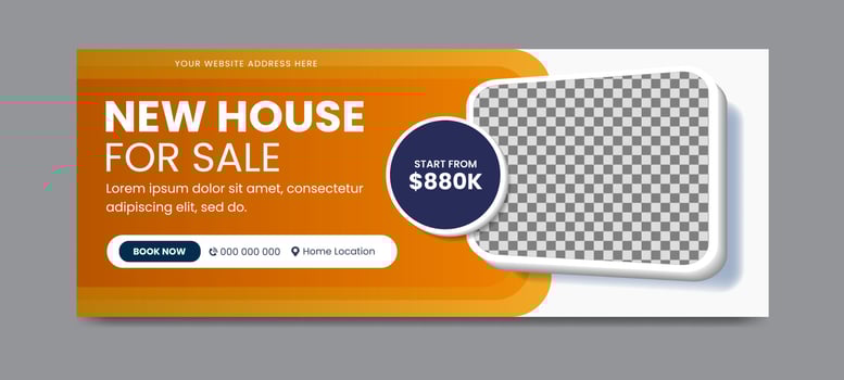Real estate social media timeline cover banner template vector