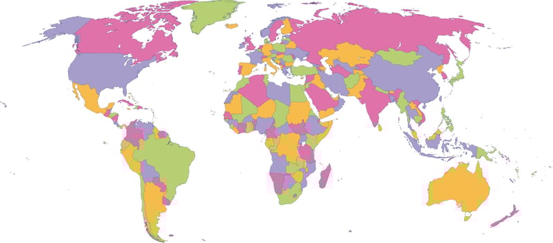 Blank world Map with four colors vector