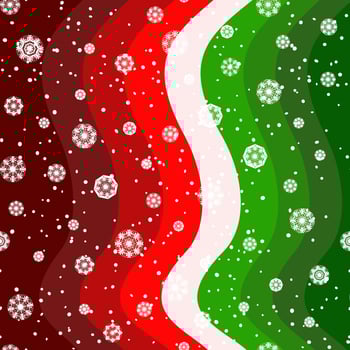 Christmas background  with gradient  lines, snow, and snowflakes vector