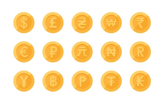 Set of icons coins on the  white background vector