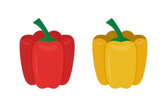 Bell pepper. Red and yellow bell pepper. Flat style vector