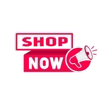 Shop now banner icon. Design for online shopping, advertisement. Flat style vector. vector