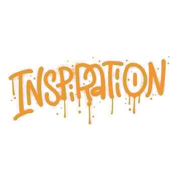 Inspiration - hand written word in urban graffiti style. Spray textured vector illustration.