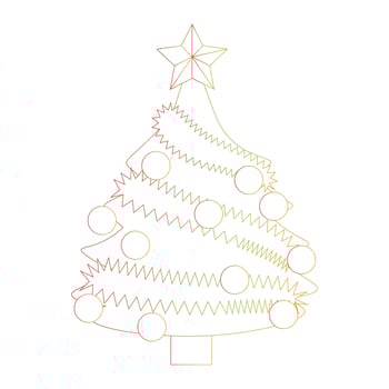 Cute Christmas tree with decoration . Isolated on white background, flat design, EPS10 vector, line art vector
