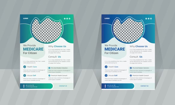 Professional Medical Healthcare Service Flyer Design Template Pharmacy Brochure Cover Layout Dental Clinic Presentation A4 Size Vector Poster