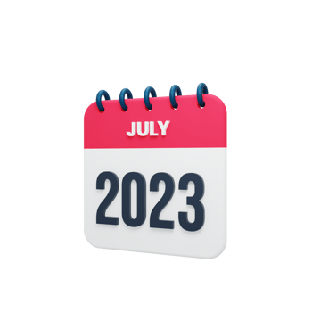 2023 July Calendar Rendered 3D Illustration png