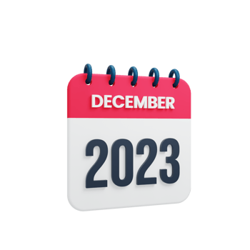 2023 December Calendar Rendered 3D Illustration png