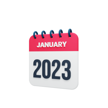 2023 January Calendar Rendered 3D Illustration png