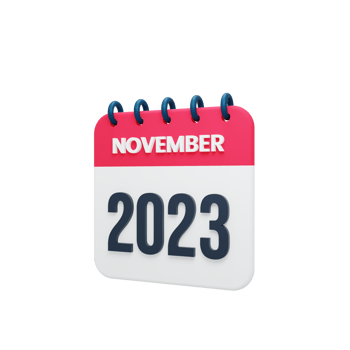 2023 November Calendar Rendered 3D Illustration png