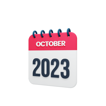 2023 October Calendar Rendered 3D Illustration png