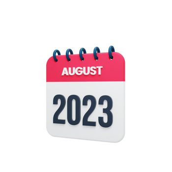 2023 August Calendar Rendered 3D Illustration png