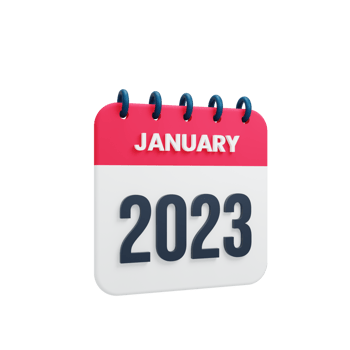 2023 January Calendar Rendered 3D Illustration png