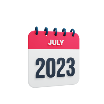 2023 July Calendar Rendered 3D Illustration png
