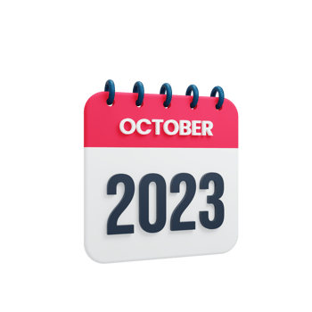 2023 October Calendar Rendered 3D Illustration png