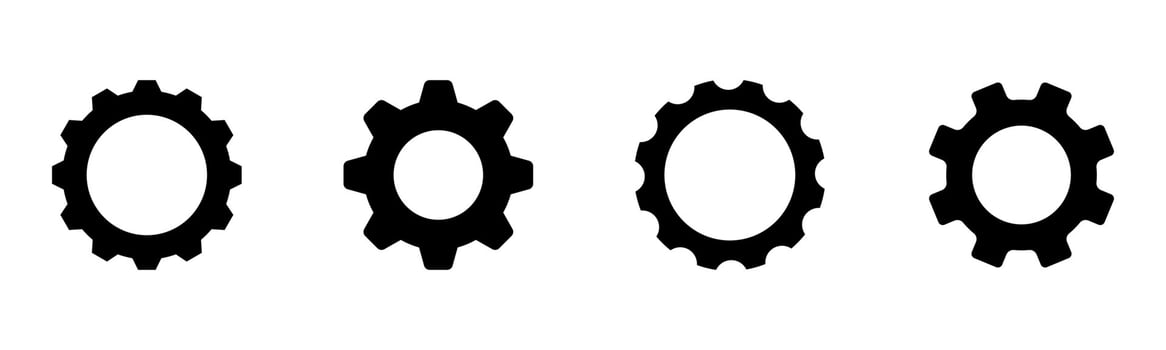 Gear cog wheel icon set of 4, design element suitable for websites, print design or app vector