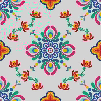 Ikat ethnic seamless pattern decoration design. Aztec fabric carpet boho mandalas textile decor wallpaper. Tribal native motif ornaments Ikkat traditional embroidery vector Hungarian polish Moravian