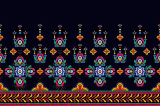 Ikat ethnic seamless pattern decoration design. Aztec fabric carpet boho mandalas textile decor wallpaper. Tribal native motif ornaments Ikkat traditional embroidery vector Hungarian polish Moravian