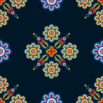 Ikat ethnic seamless pattern decoration design. Aztec fabric carpet boho mandalas textile decor wallpaper. Tribal native motif ornaments Ikkat traditional embroidery vector Hungarian polish Moravian