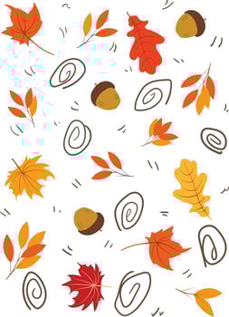 Autumn leaves seamless pattern isolated in white background vector