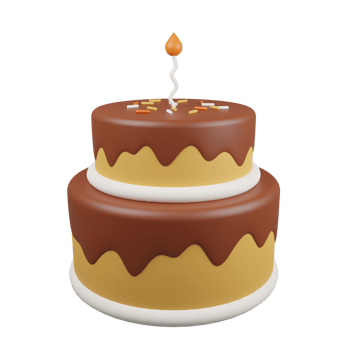Chocolate Birthday Cake 3D Illustration png