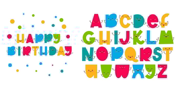 Children's font in the cartoon style. vector