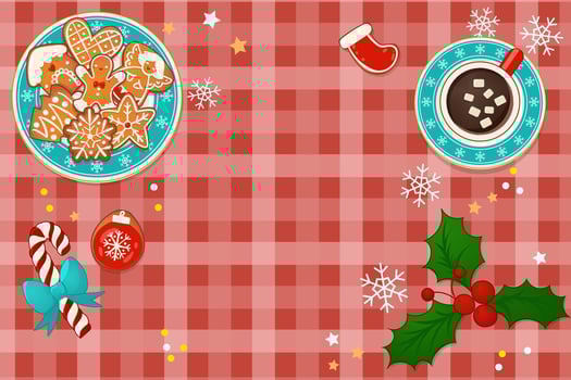 Plate with gingerbread Christmas cookies vector