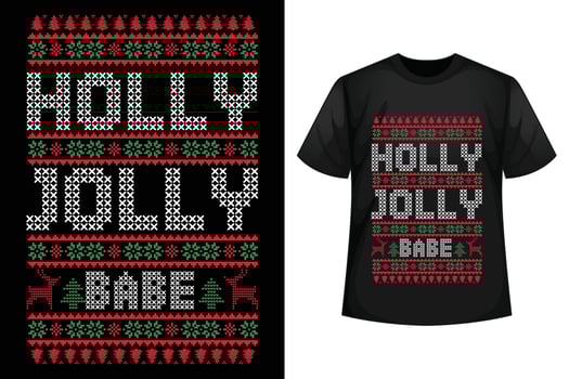 Holly Jolly babe - Christmas t-shirt design template vector