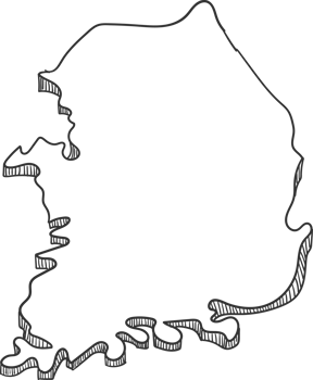 Hand Drawn of South Korea 3D Map png