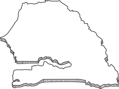 Hand Drawn of Senegal 3D Map png