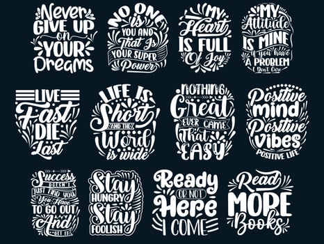 Hand Drawing Motivational Quotes Design Bundle vector