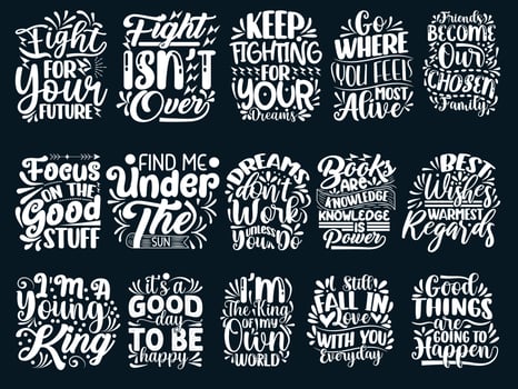 Hand Drawing Motivational Quotes Design Bundle vector