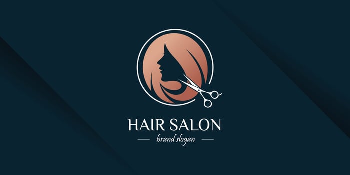 Hair cut logo design for fashion with creative concept vector