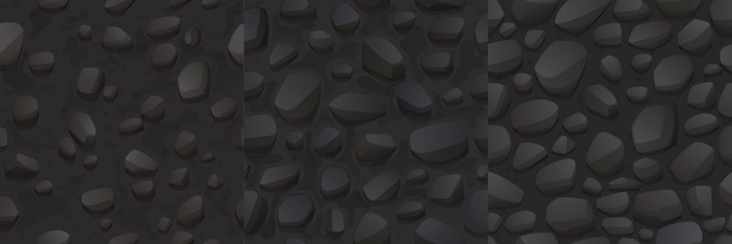 Game seamless patterns with stone and rock texture vector