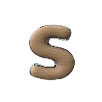3D letter S wooden style png