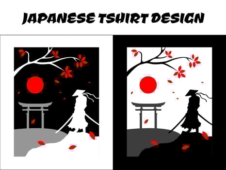 silhouette japan samurai vector for design t shirt concept, silhouette samurai, Japanese t-shirt design, silhouette for a Japanese theme, Samurai Vector Illustration, ronin