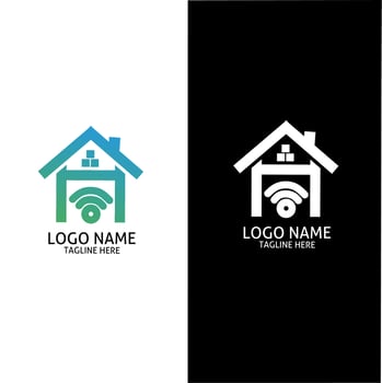 The logo is a combination of the initials letter h, house and network vector