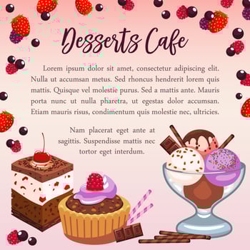 Bakery desserts vector poster for cafe