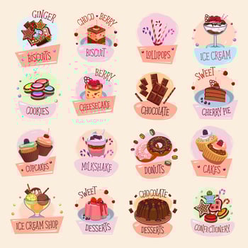 Vector icons bakery cakes confectionery desserts
