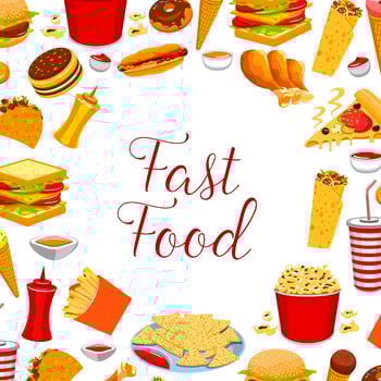 Fast food restaurant meal frame poster design vector