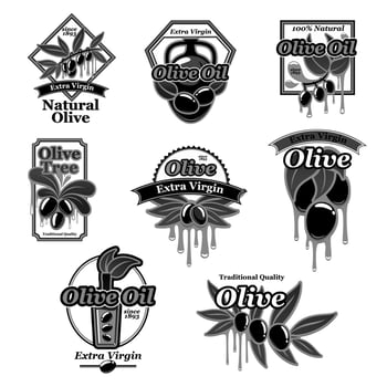Vector icons olives for olive oil product template