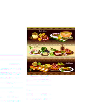 Greek cuisine dishes banners set vector