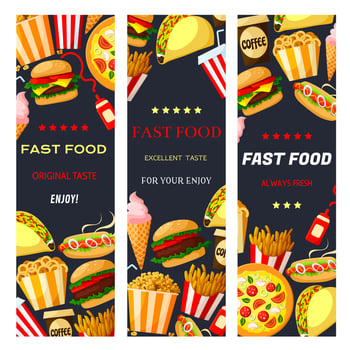 Vector fast food restaurant banners set