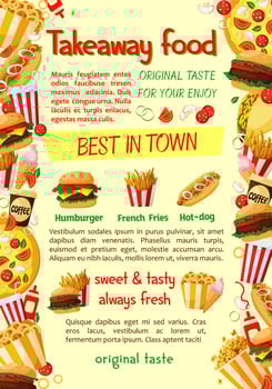 Fast food burger and drink banner template vector