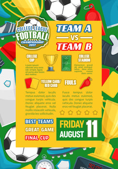 Vector poster for college team soccer football