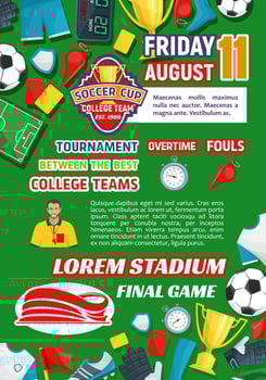Vector poster for soccer college league game