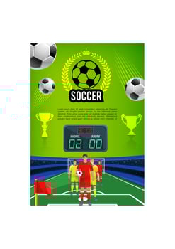 Soccer match sport game banner with football field vector