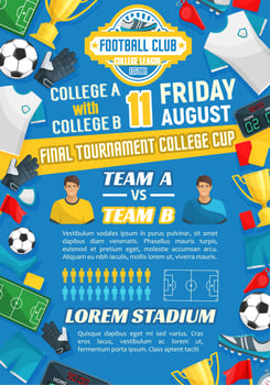 Football match poster for soccer sport game design vector