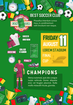 Soccer or football championship match banner vector