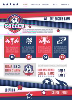 Soccer or football sport club landing page design vector